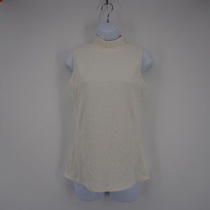 Threads 4 Thought NWD Women's Cream Ribbed Mock Neck Sleeveless Top Sz S Shirt
